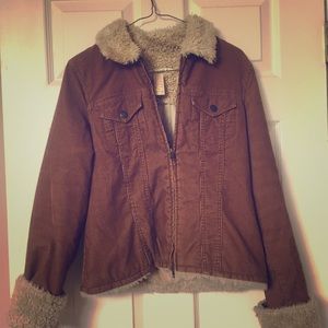 Faux fur corduroy Abercrombie bomber Jacket